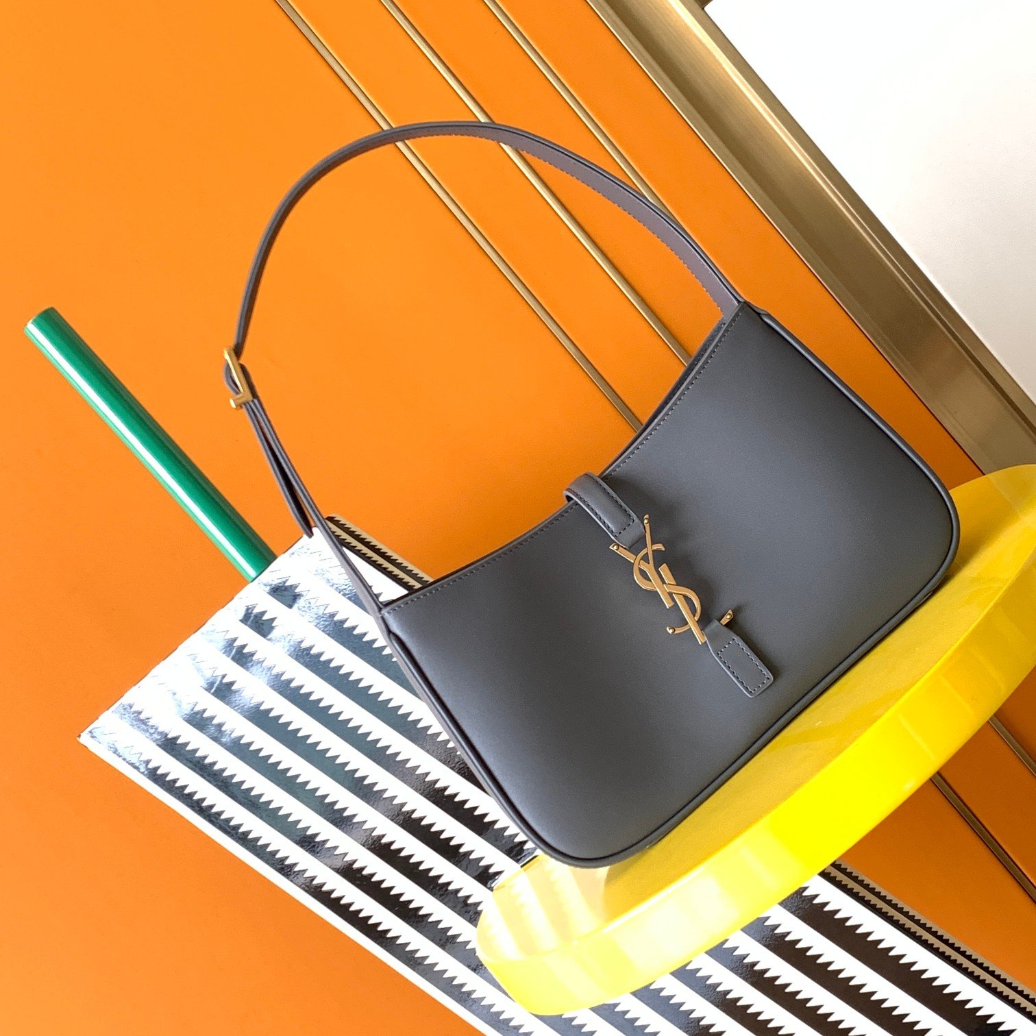 YSL聖羅蘭超A貨復刻包包 le5à7啞光面 hobo Saint Laurent Monogram Hobo手袋 灰色
