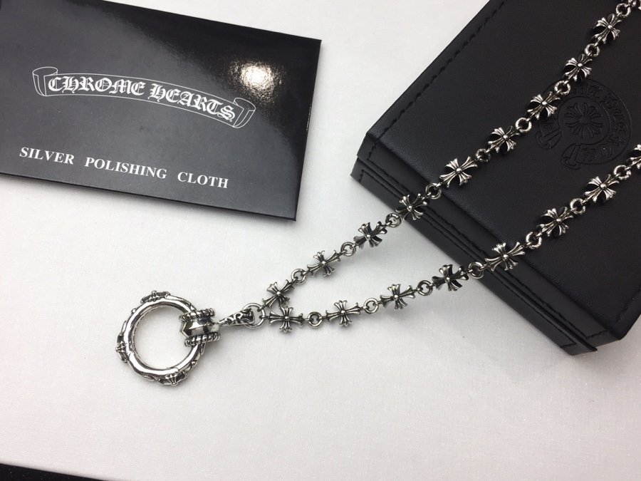 一比一高仿Chrome Hearts克羅心 十字花鏈條+十字雕花圓環吊墜
