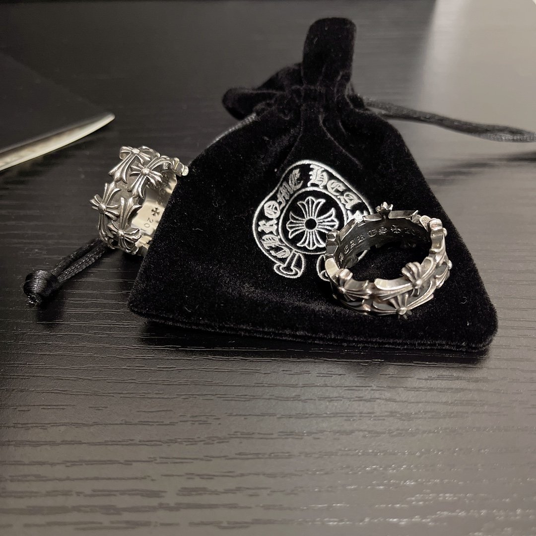 超A貨複刻Chrome Hearts克羅心飾品 方形墳墓/葬墓雙十字架戒指