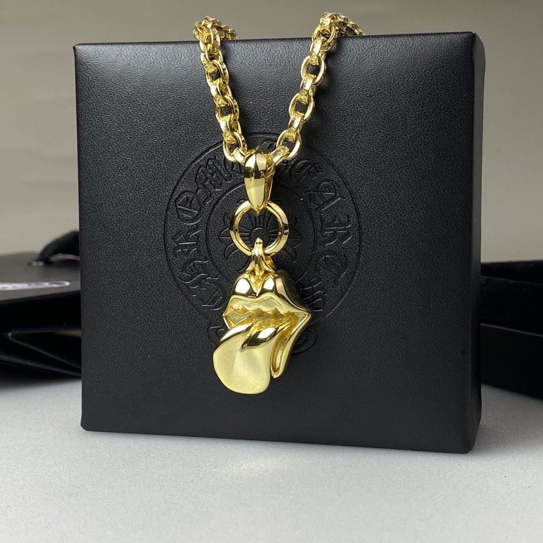 複刻Chrome Hearts克羅心飾品 滾石大舌頭吊墜Paper Chain項鍊