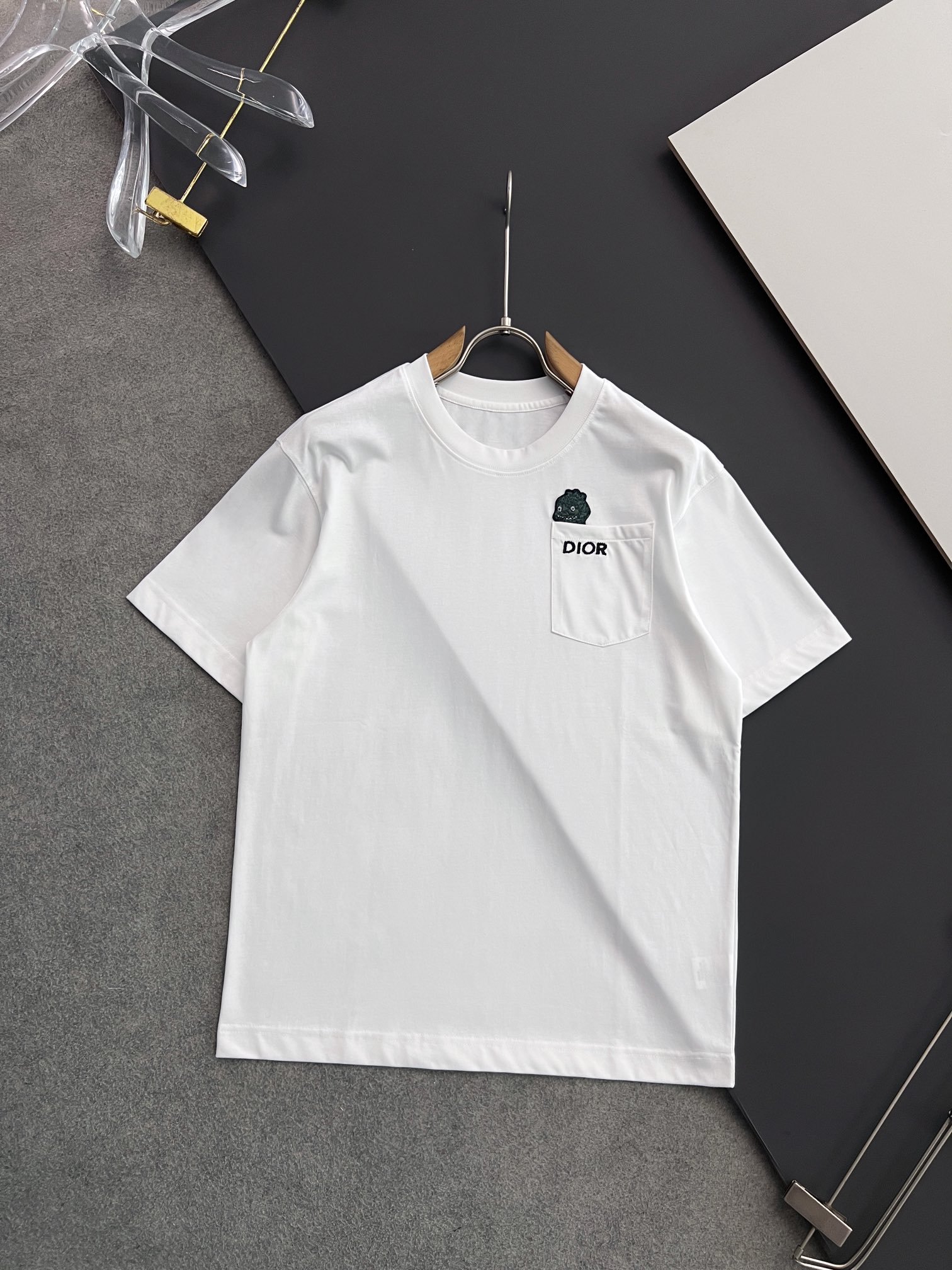 新品高仿精品衣服DIOR圓領短袖T恤純棉 白色