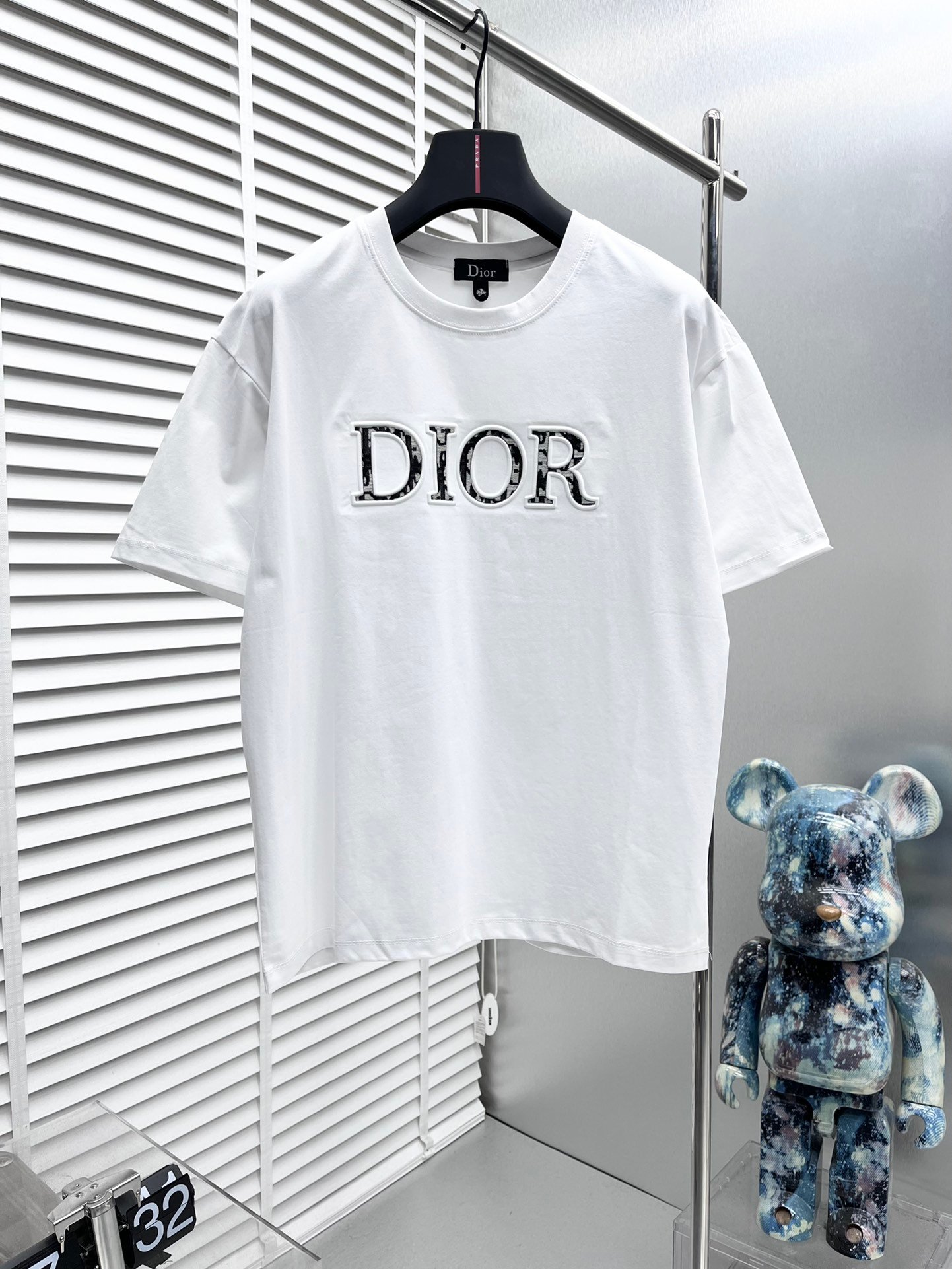 DIOR高仿男裝圓領短袖純棉T恤 簡約百搭 白色
