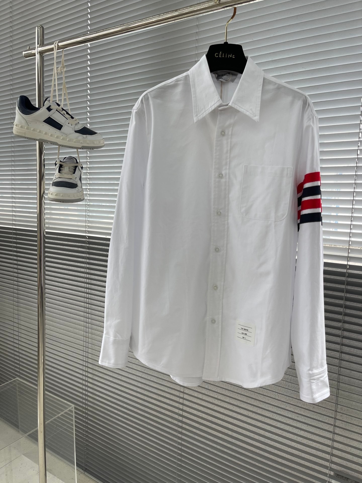 特姆佈朗撞色設計頂級高仿精品衣服長袖襯衣牛津紡