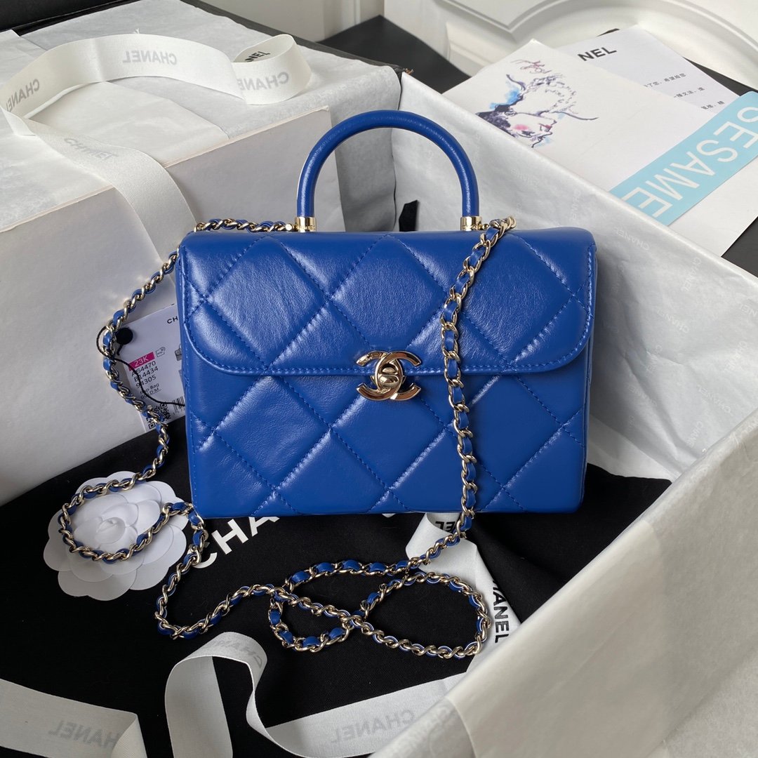 CHANEL頂級原單讓人眼前一亮女裝手提包藍色真皮