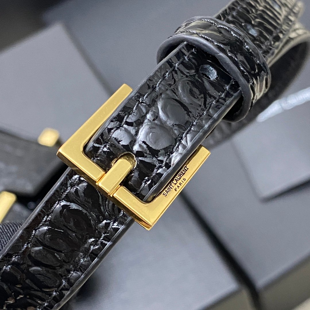 高仿YSL聖羅蘭包包 Manhattan BOX SAINT LAURENT mini 黑鱷/金