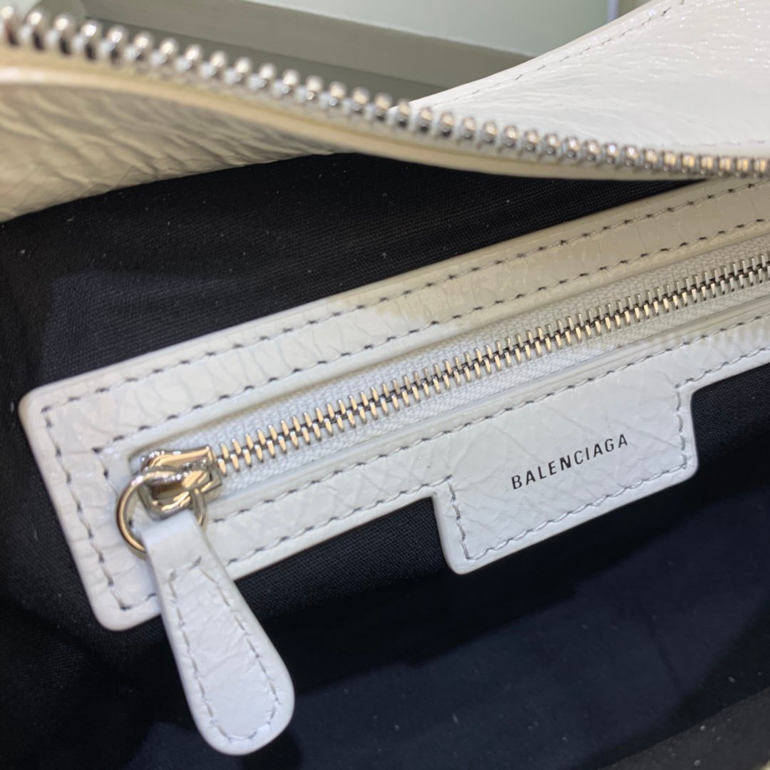 1比1原單BALENCIAGA巴黎世家包包 Neo cagole機車包 油蠟白帶鑽