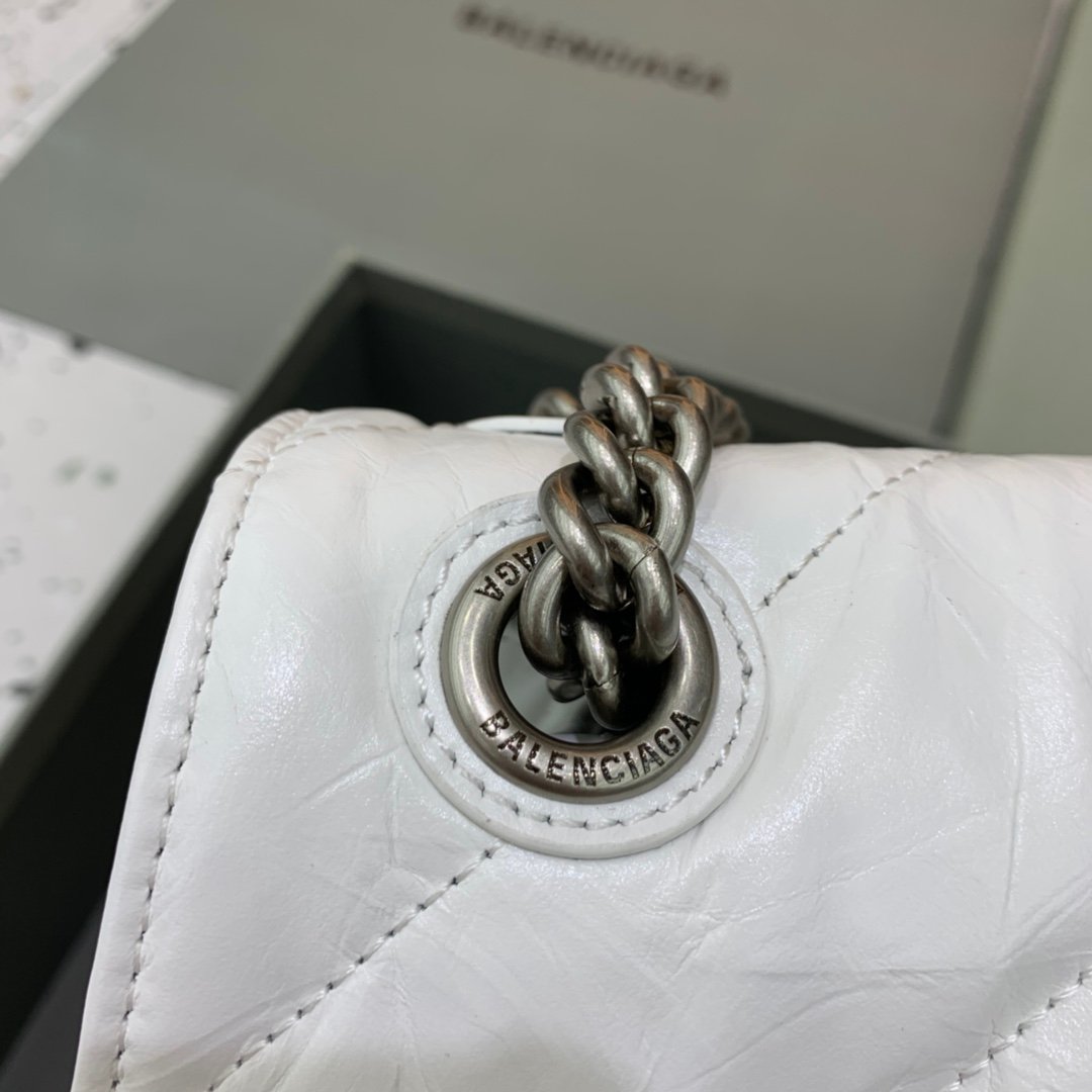 原單奢侈品BALENCIAGA巴黎世家包包 crush最香沙漏鏈條包 中号白色