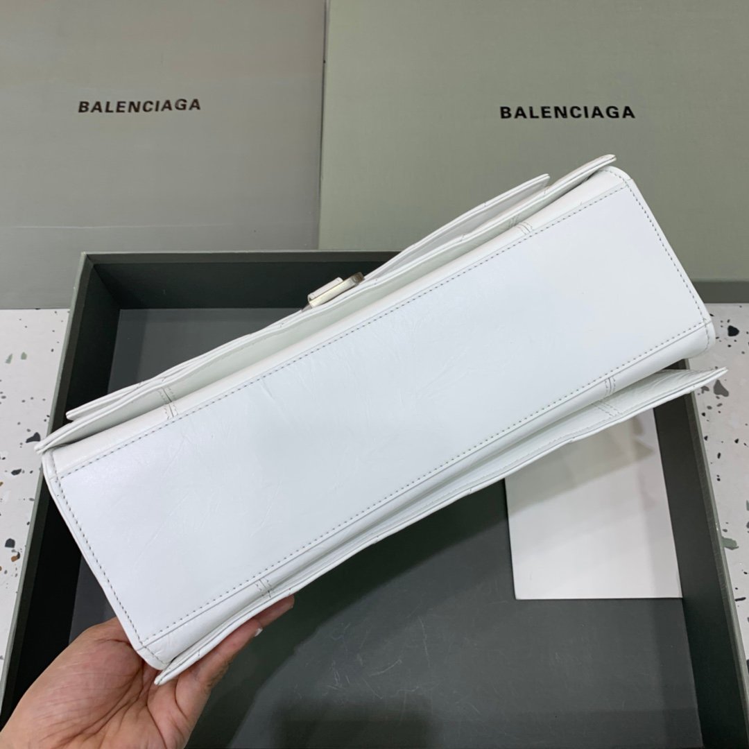 原單奢侈品BALENCIAGA巴黎世家包包 crush最香沙漏鏈條包 中号白色