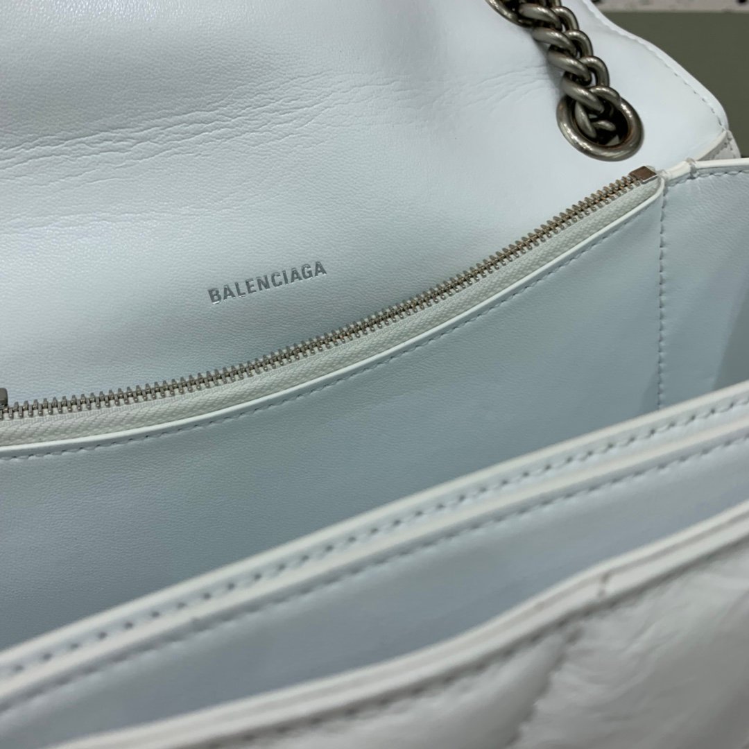原單奢侈品BALENCIAGA巴黎世家包包 crush最香沙漏鏈條包 中号白色