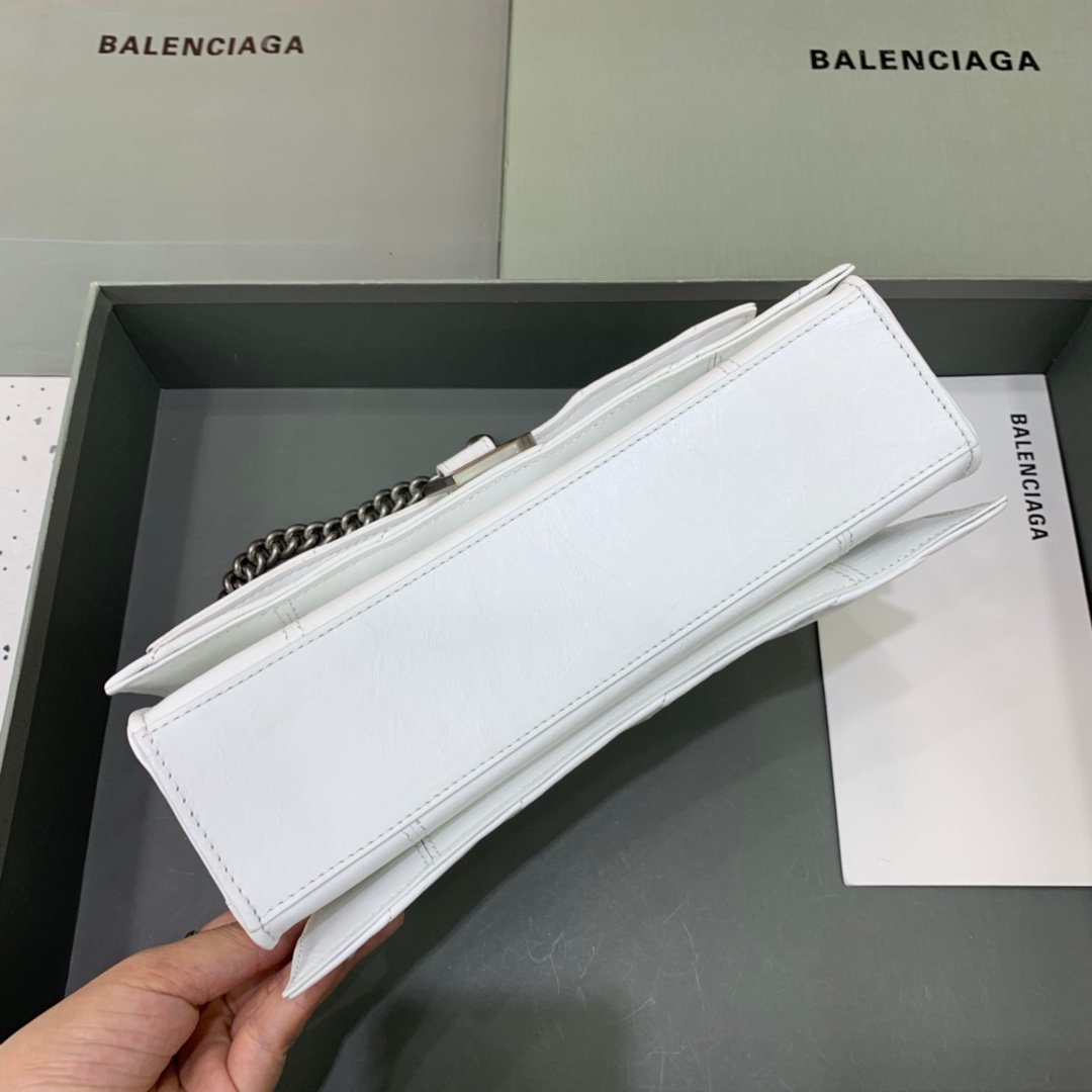 原單奢侈品BALENCIAGA巴黎世家包包 crush最香沙漏鏈條包 小號白色