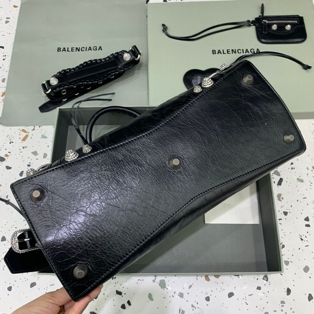複刻高仿BALENCIAGA巴黎世家包包 Neo cagole機車包 黑色鑽扣