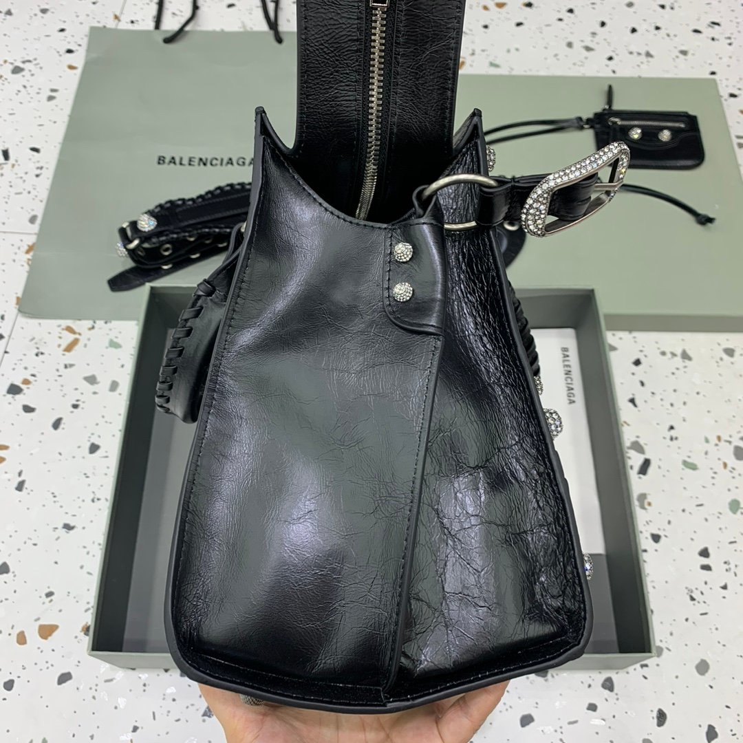 複刻高仿BALENCIAGA巴黎世家包包 Neo cagole機車包 黑色鑽扣