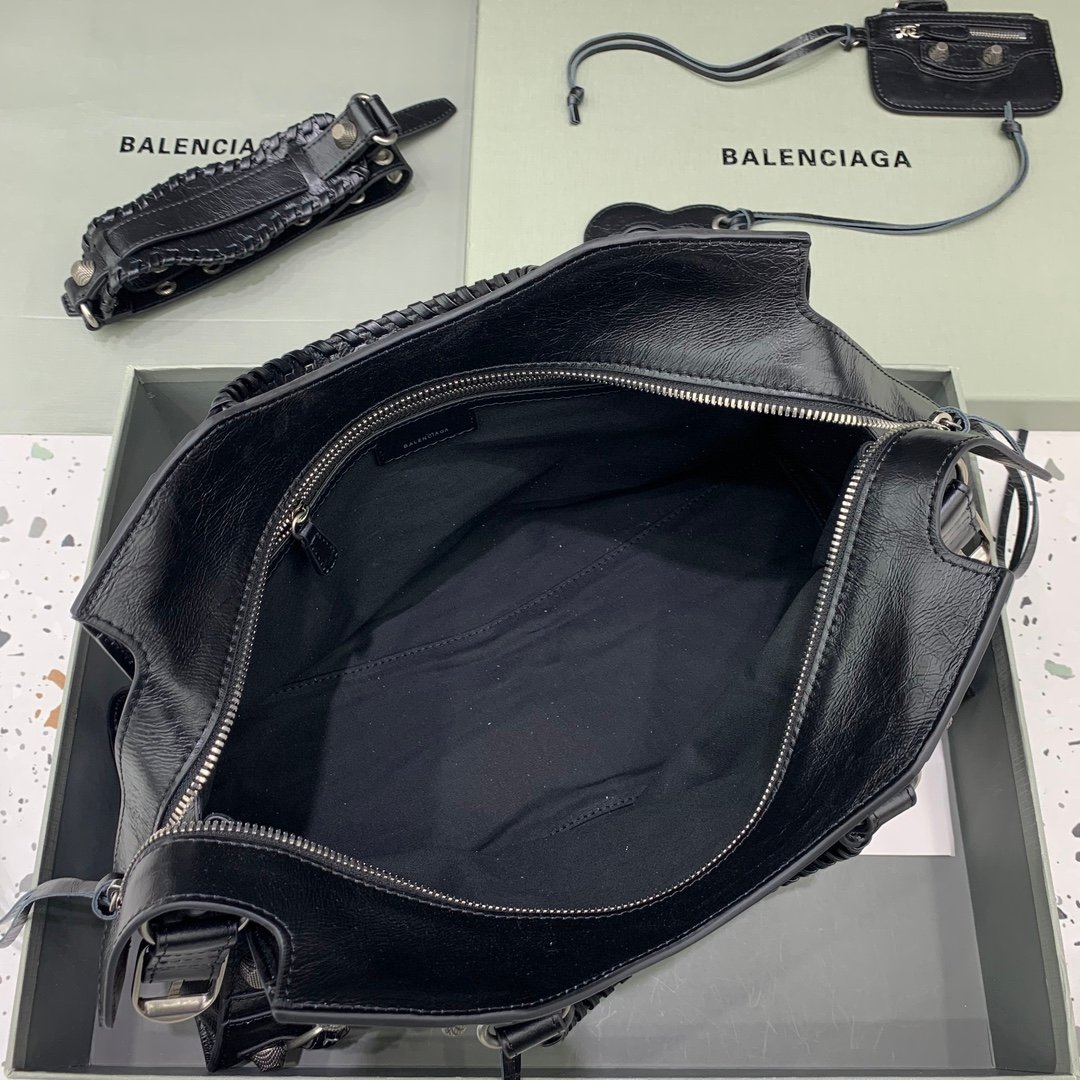 複刻高仿BALENCIAGA巴黎世家包包 Neo cagole機車包 黑色銀扣