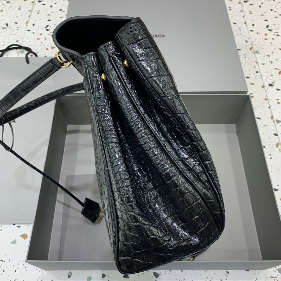原單超A貨BALENCIAGA巴黎世家包包 𝐑𝐎𝐃𝐄𝐎 𝐁𝐀𝐆 大號鱷魚黑