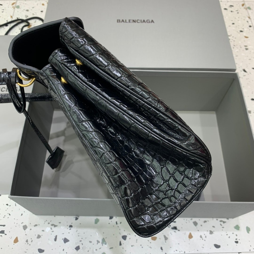 原單超A貨BALENCIAGA巴黎世家包包 𝐑𝐎𝐃𝐄𝐎 𝐁𝐀𝐆 中號鱷魚黑