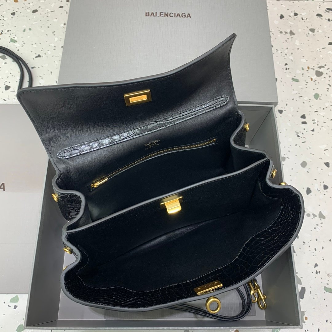 原單超A貨BALENCIAGA巴黎世家包包 𝐑𝐎𝐃𝐄𝐎 𝐁𝐀𝐆 小號鱷魚黑