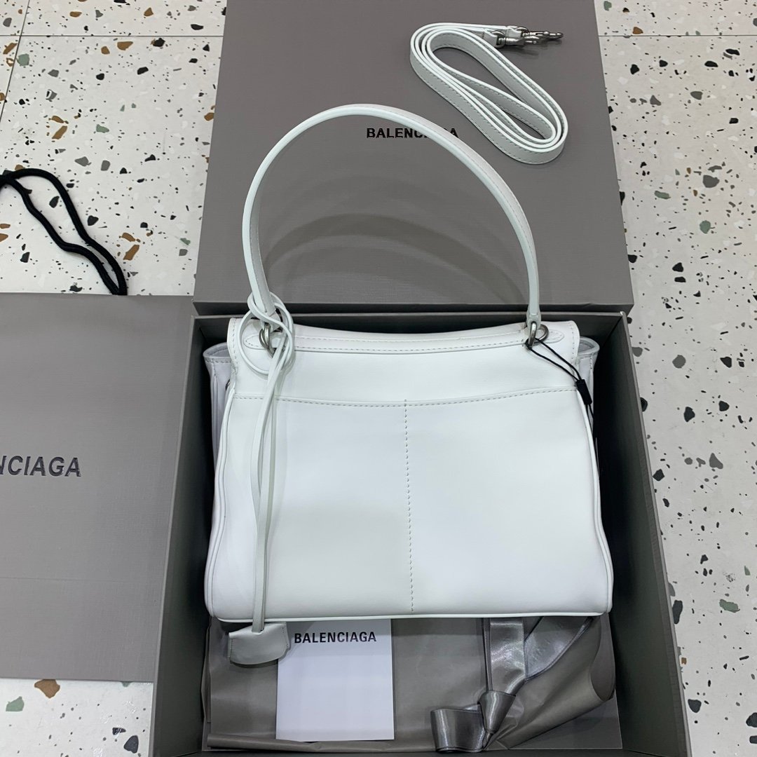 高仿超A貨BALENCIAGA巴黎世家包包 𝐑𝐎𝐃𝐄𝐎 𝐁𝐀𝐆 小號白色銀扣