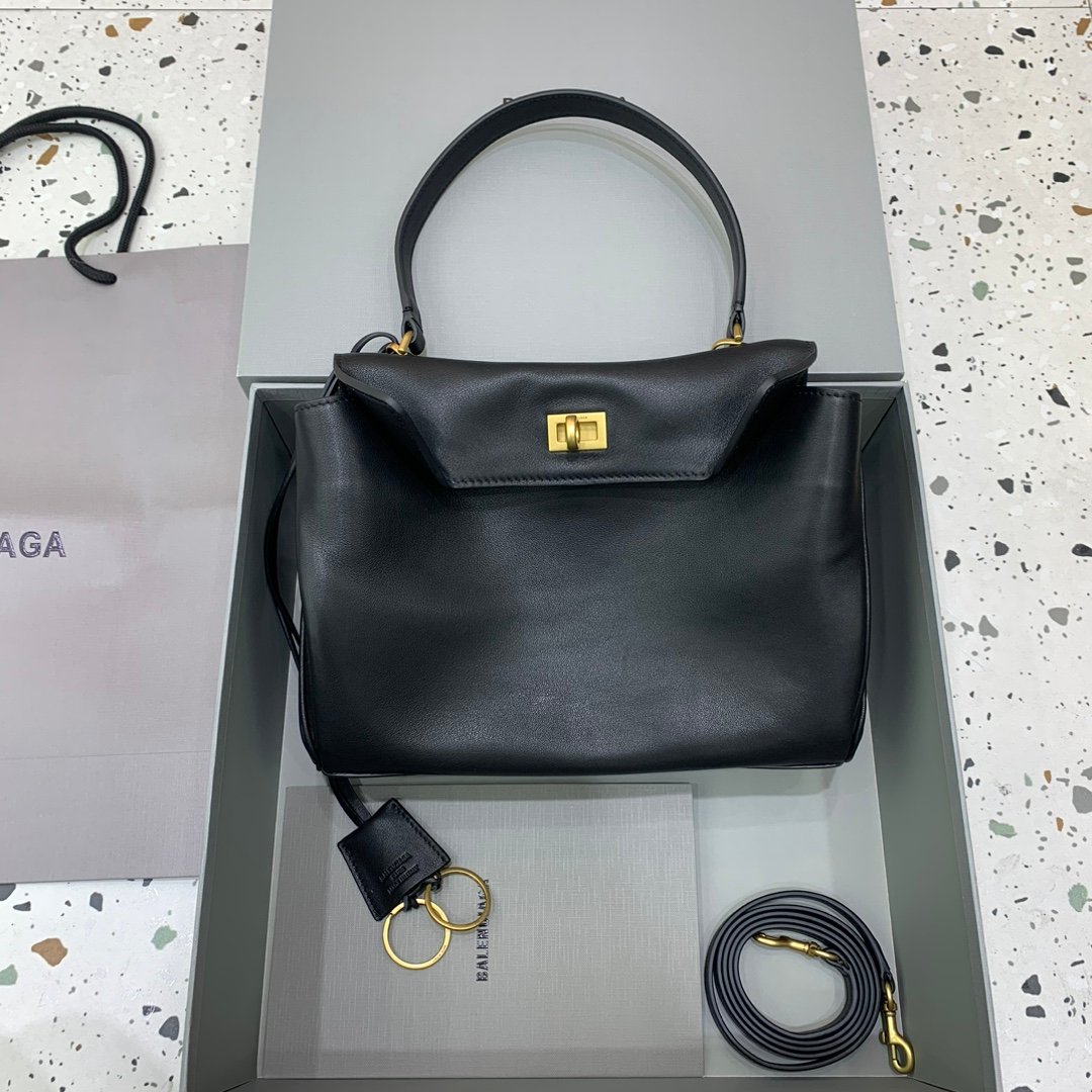 原單複刻BALENCIAGA巴黎世家包包 𝐑𝐎𝐃𝐄𝐎 𝐁𝐀𝐆 小號黑色金扣