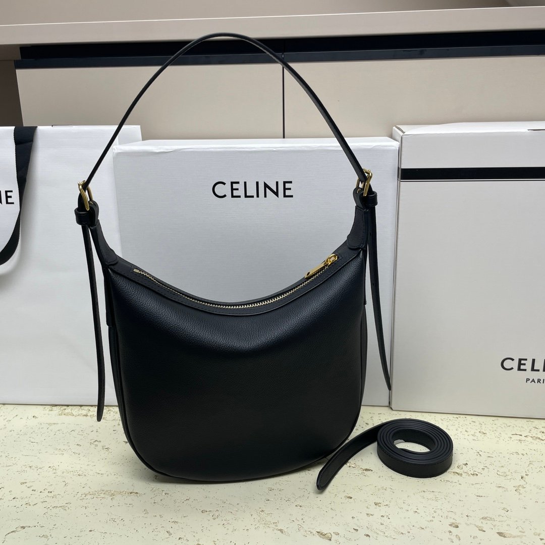 原單Celine賽琳包包 小号HELOÏSE TRIOMPHE柔软牛皮革手袋 黑色