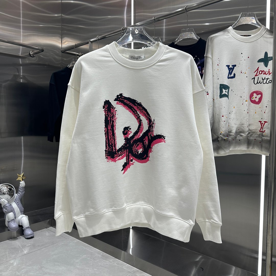 專櫃同步奢侈品DIOR迪奧高仿秋冬新品男女同款運動衫衛衣灰色
