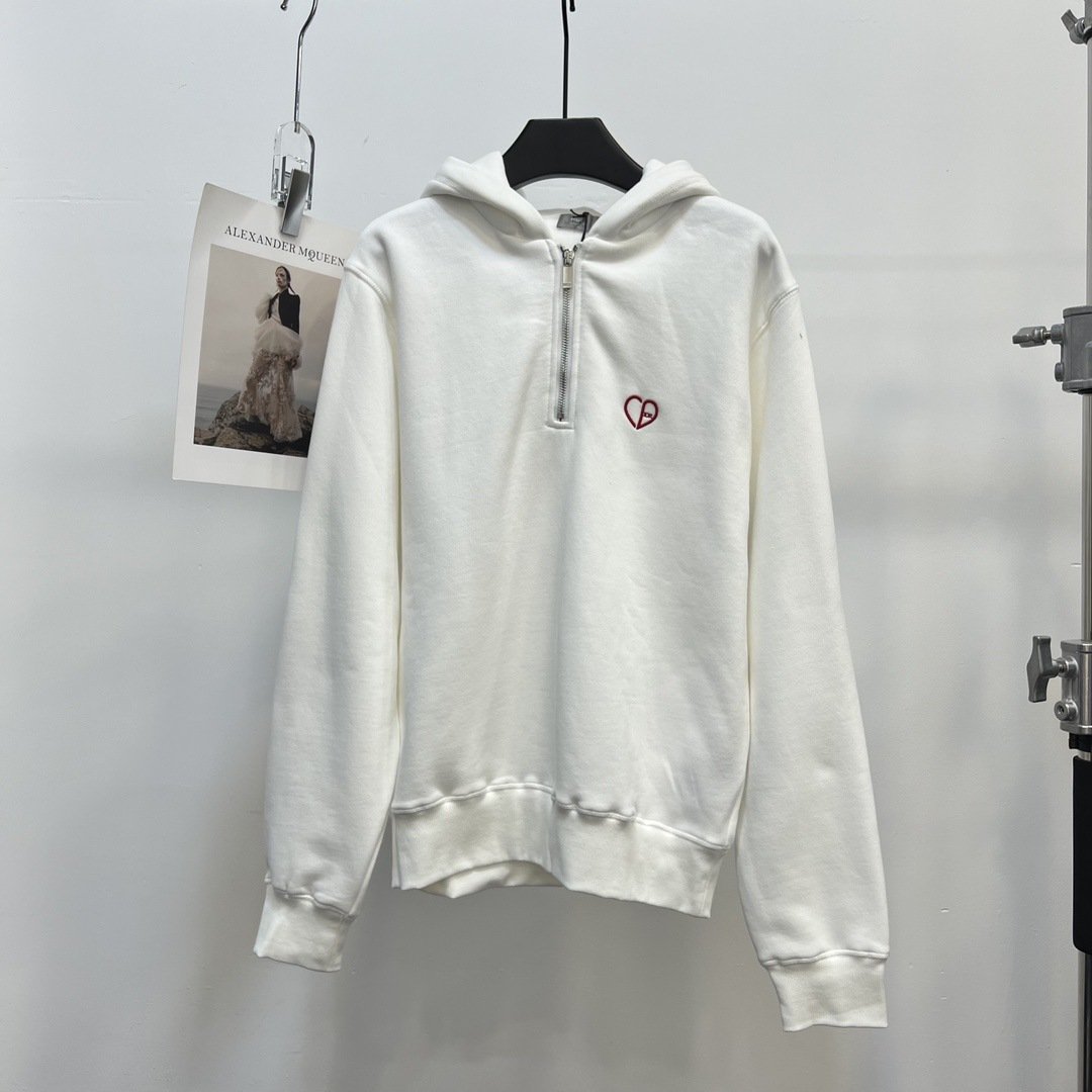 一比一复刻DIOR七夕logo连帽运动衫白色卫衣
