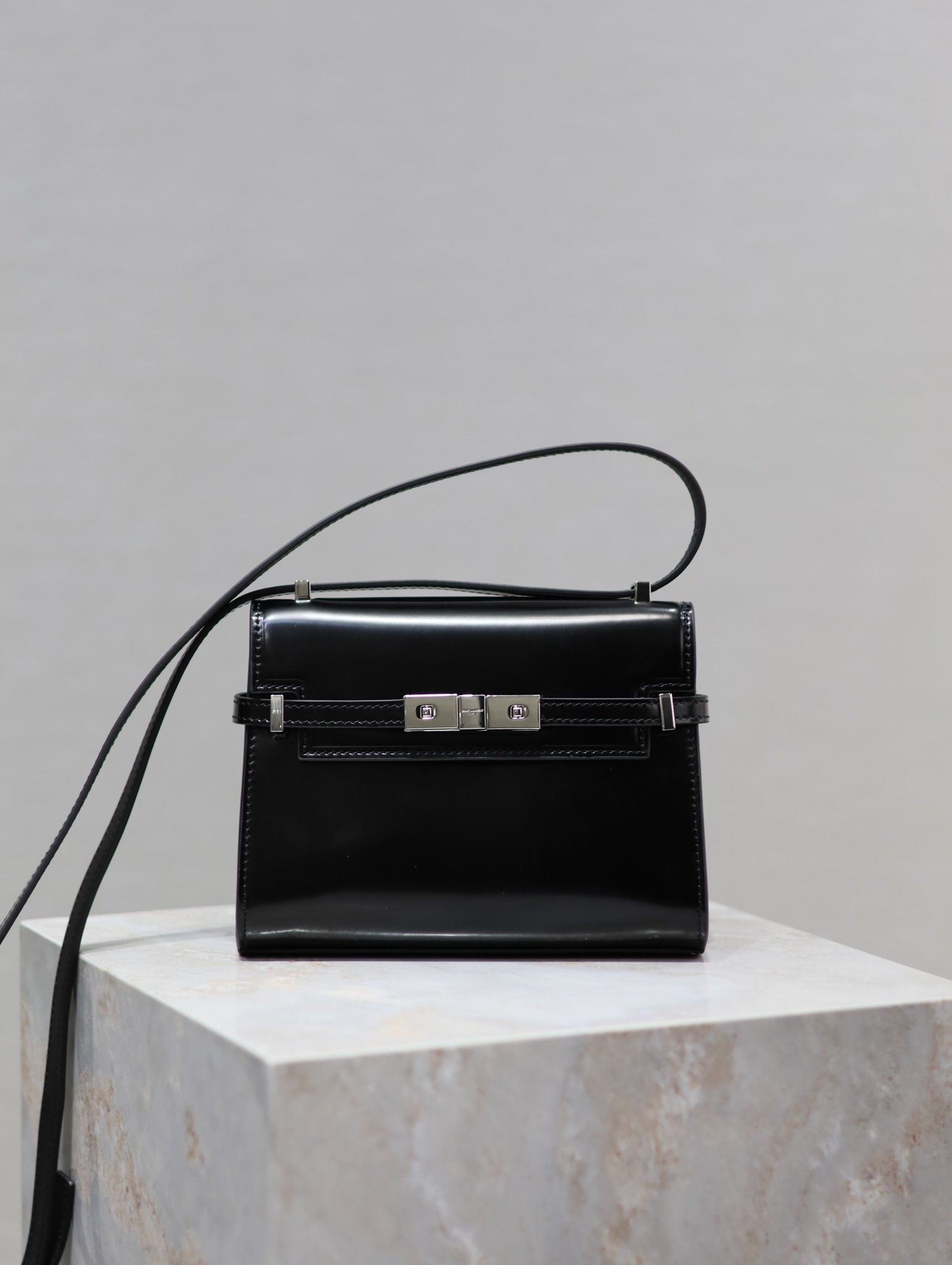 高仿YSL聖羅蘭包包 Manhattan BOX SAINT LAURENT mini 腋下斜挎包 黑色