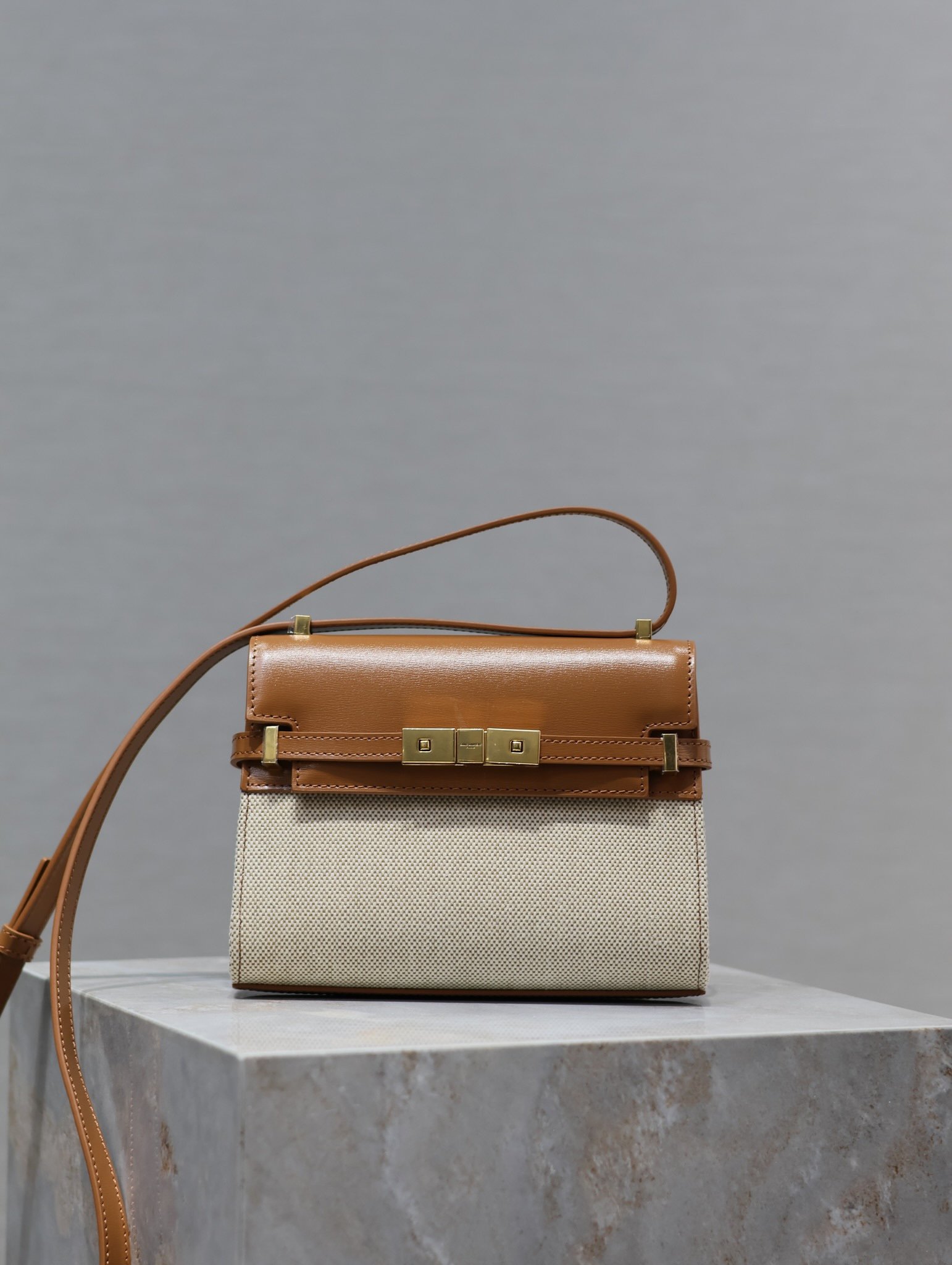 高仿YSL聖羅蘭包包 Manhattan BOX SAINT LAURENT mini 腋下斜挎包 棉麻