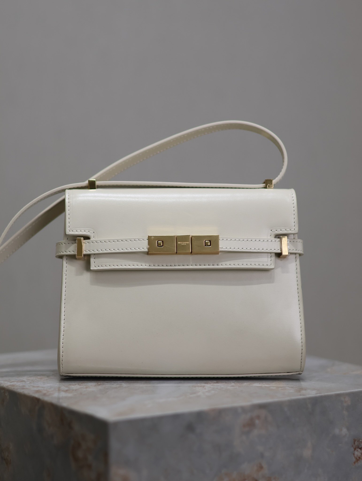 高仿YSL聖羅蘭包包 Manhattan BOX SAINT LAURENT mini 白色金扣