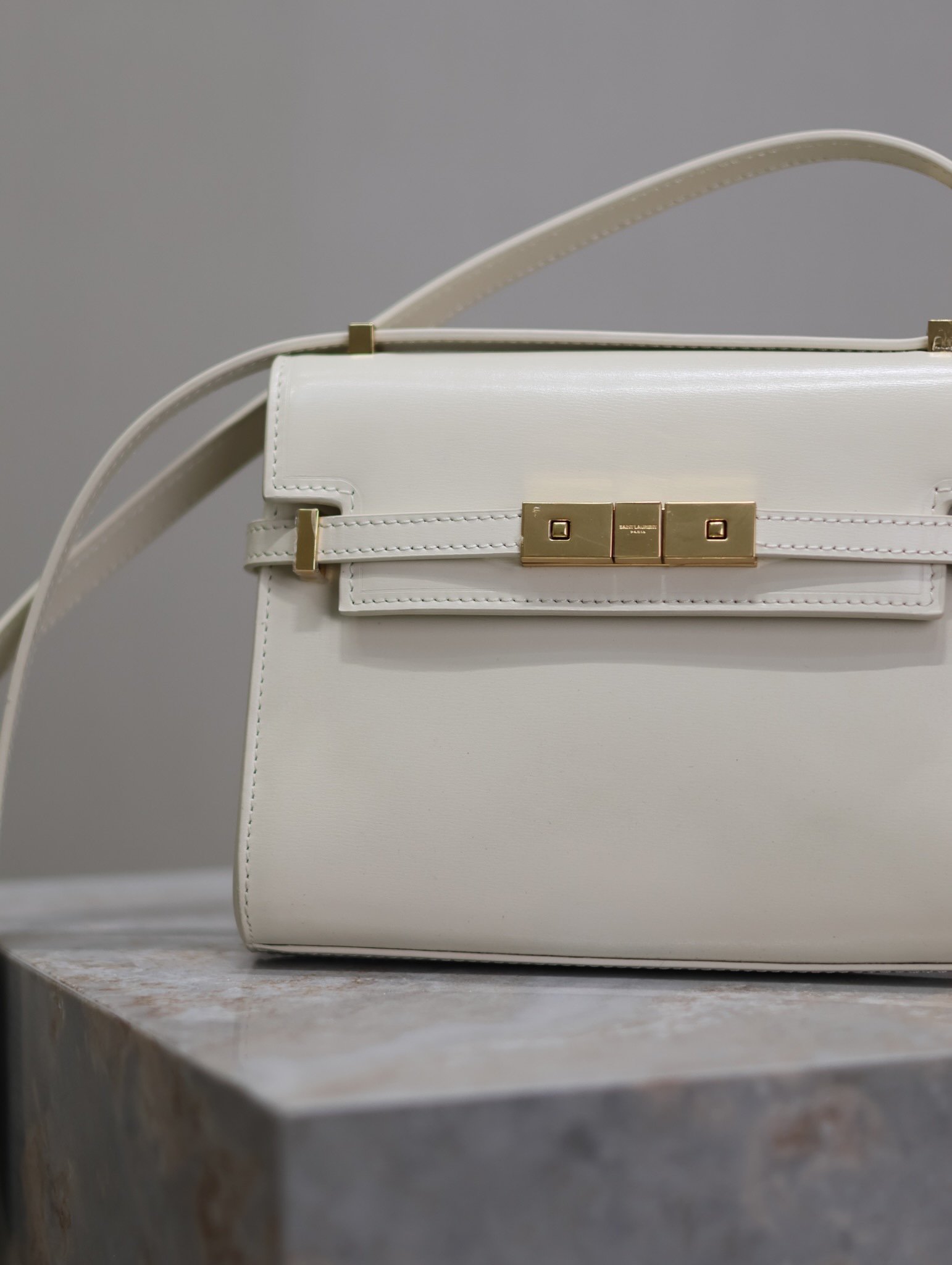 高仿YSL聖羅蘭包包 Manhattan BOX SAINT LAURENT mini 白色金扣