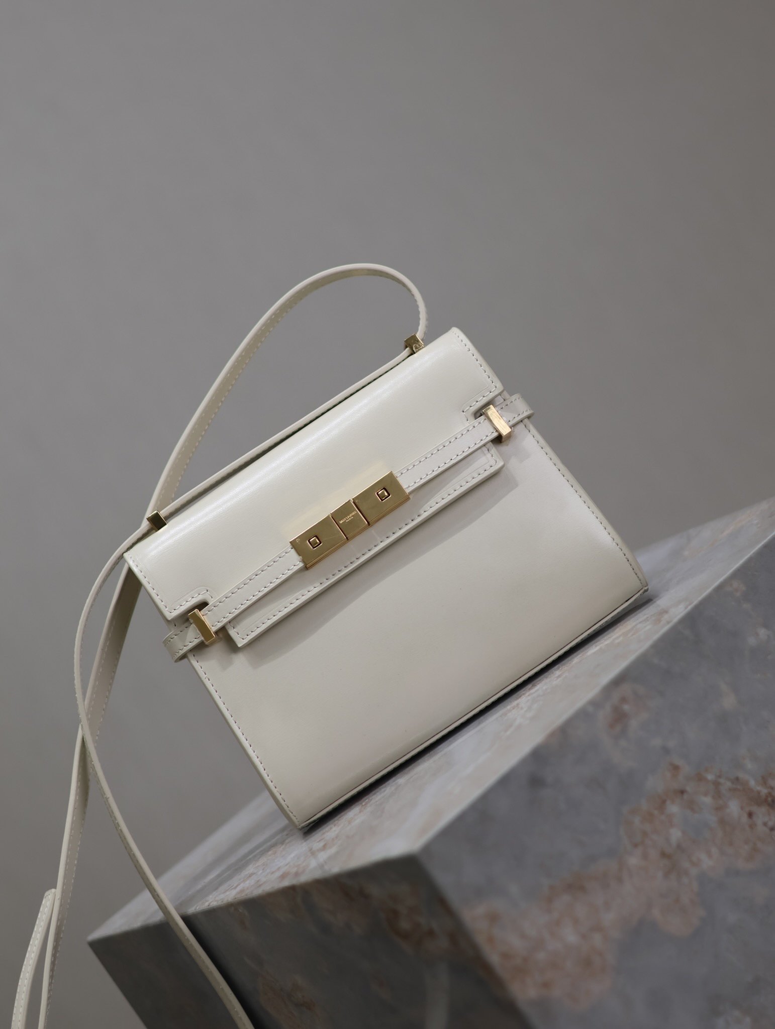 高仿YSL聖羅蘭包包 Manhattan BOX SAINT LAURENT mini 白色金扣