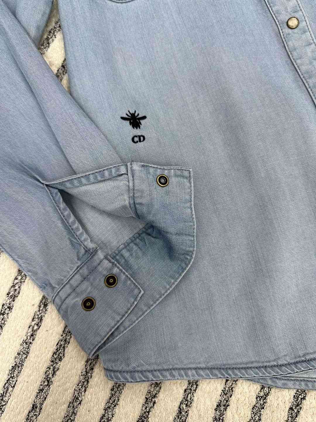 早秋新款天絲牛仔面料logo刺繡牛仔襯衫女款精仿DIOR衣服