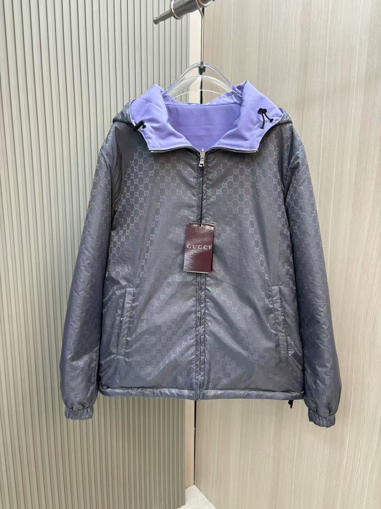獨特的紫色內裡Gucci新品高仿復刻連帽外套夾克