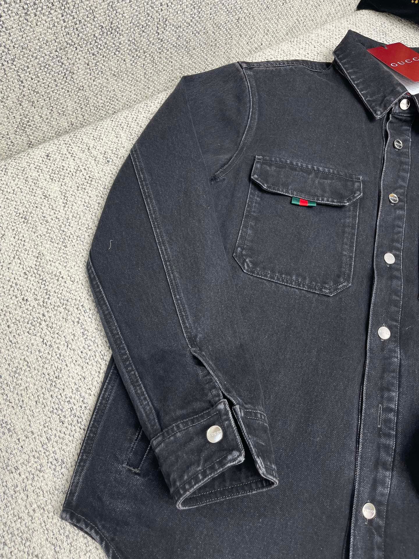 頂級復刻奢侈品 古馳Gucci頂級丹寧面料夾克襯衫