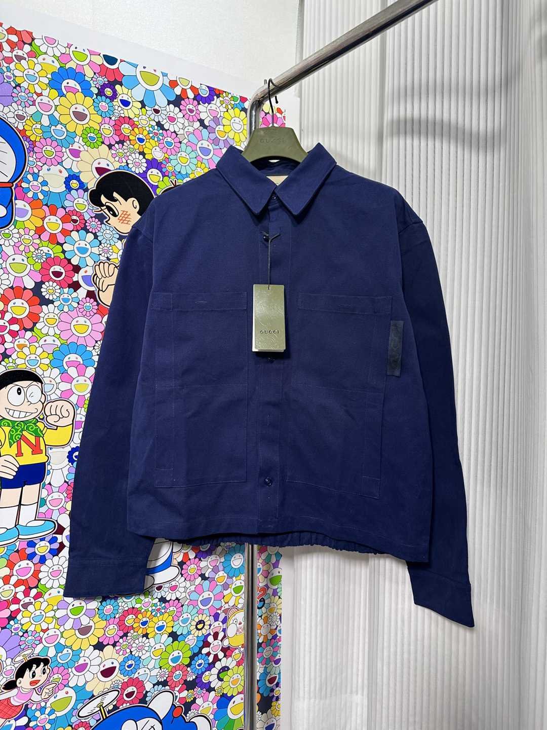 頂級復刻奢侈品男裝高仿Gucci純棉深藍色襯衣外套
