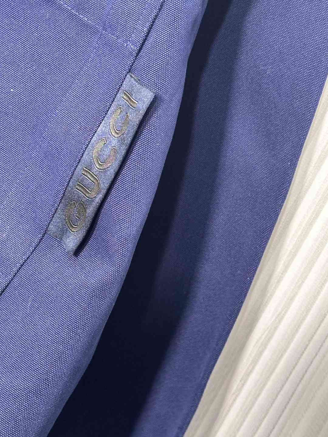 頂級復刻奢侈品男裝高仿Gucci純棉深藍色襯衣外套