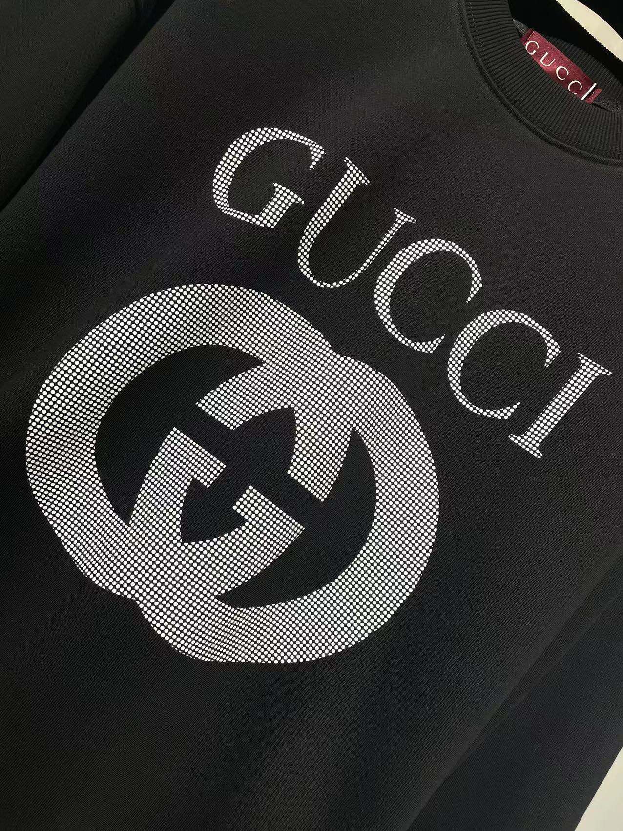 Gucci頂級一比一純棉logo新品男女同款運動衫衛衣 黑色