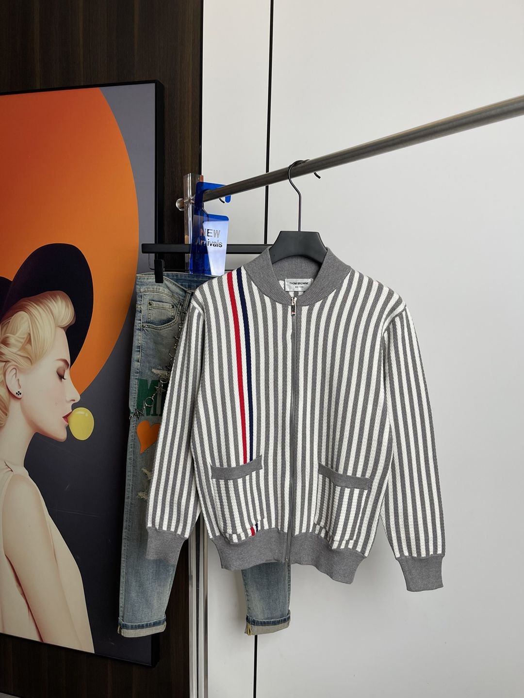 高仿TB Thom Browne 湯姆佈朗秋冬新品2024羊毛針織面料條紋夾克外套