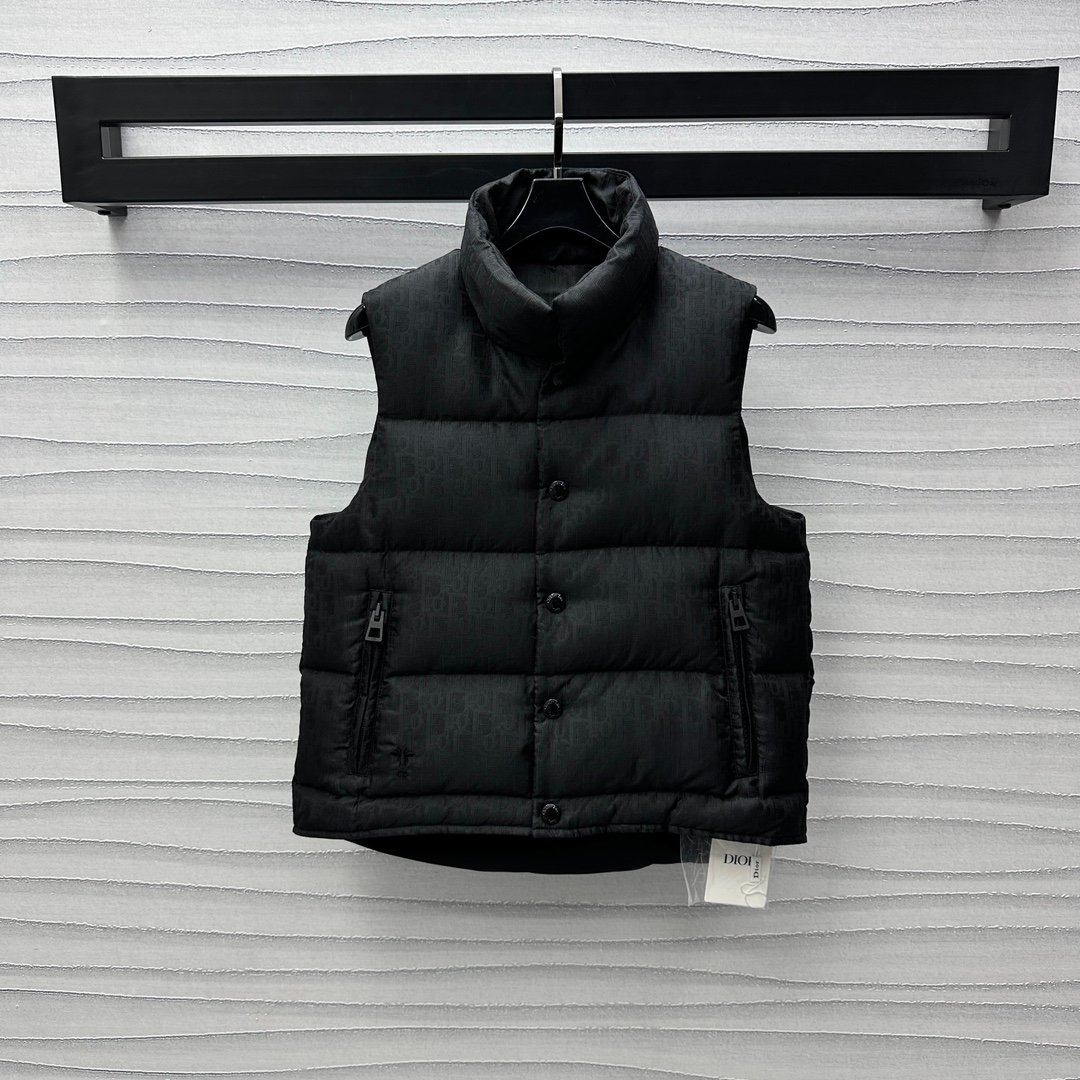 頂級復刻時尚女裝高仿DIOR黑色背心馬甲  羽絨服背心