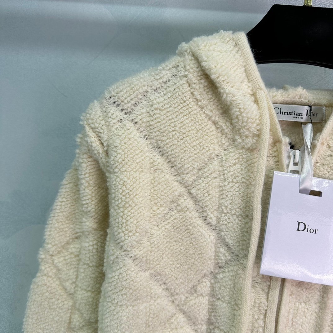 DIOR超A貨連帽針織刺繡開衫毛衣連帽外套女裝衣服