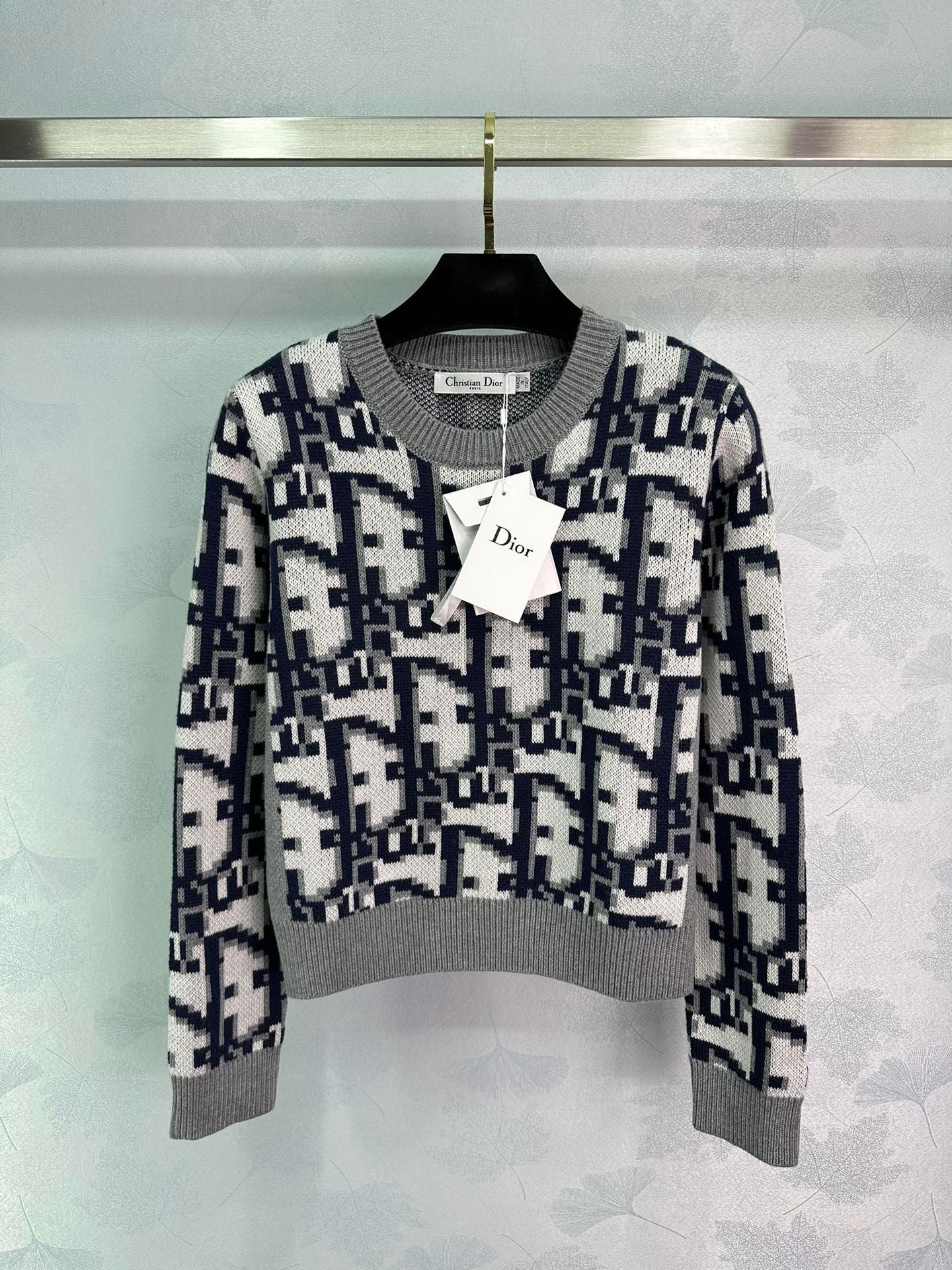 DIOR奢侈品撞色logo字母針織女裝高仿圓領毛衣