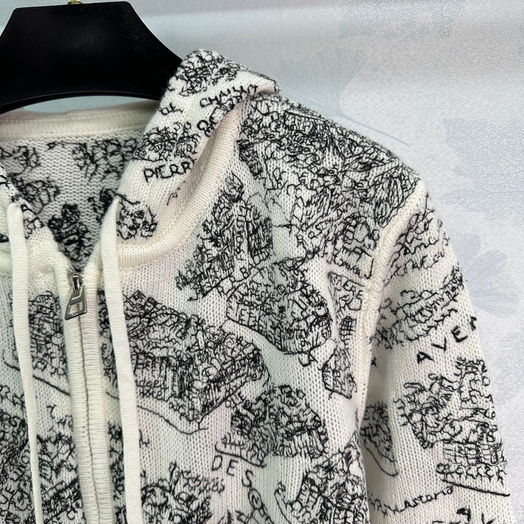 頂級復刻原單高仿DIOR經典logo刺繡針織長袖開衫女款