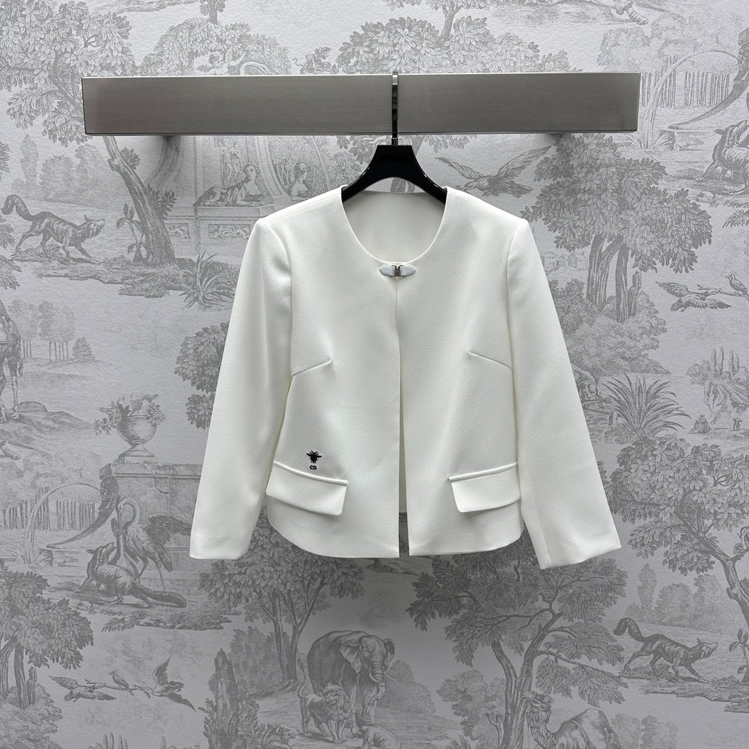 一比一復刻原單精品DIOR迪奧女裝圓領西服外套 白色