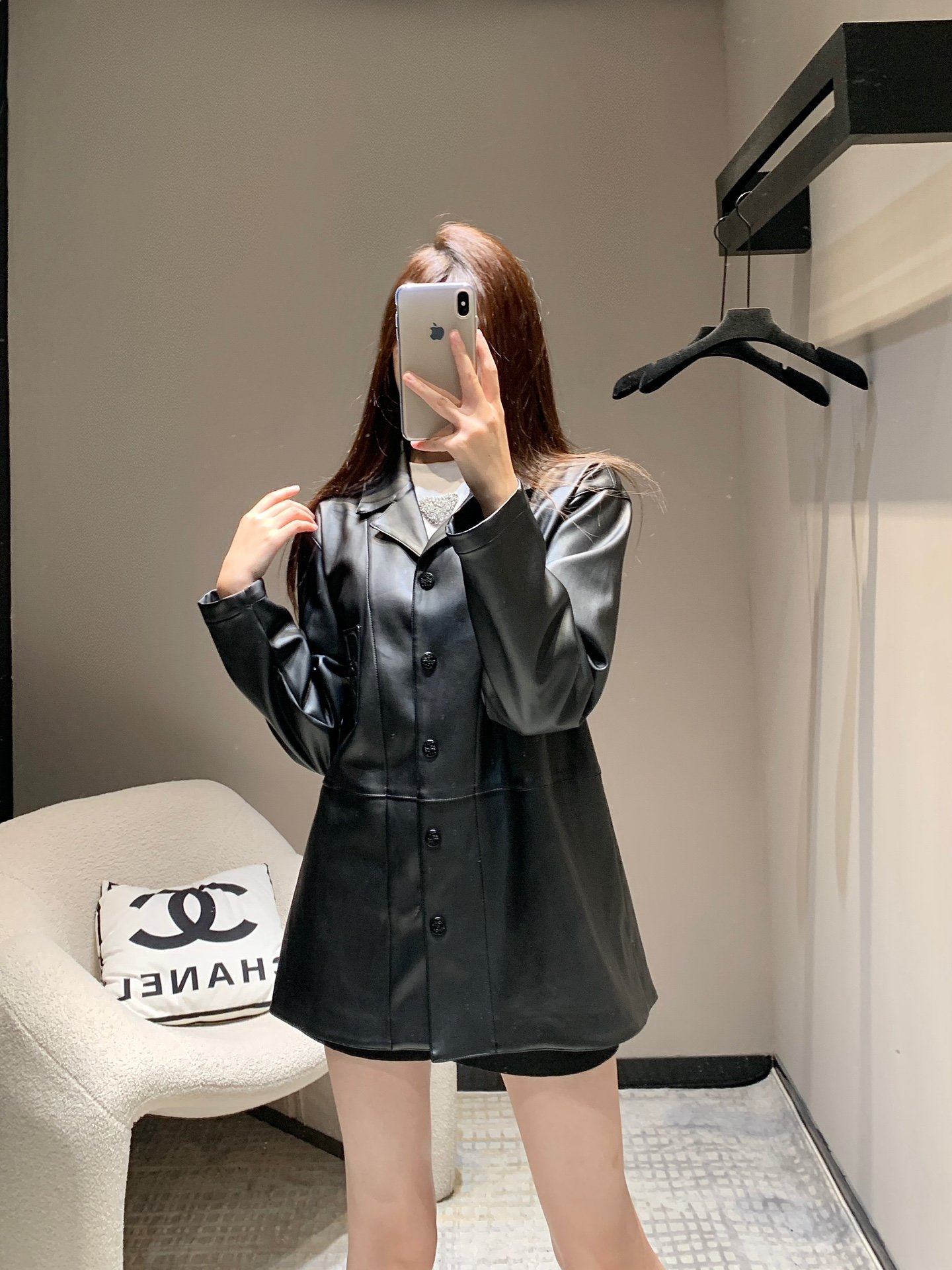 原單羅意威24SS秋冬新款真皮女士外套黑色