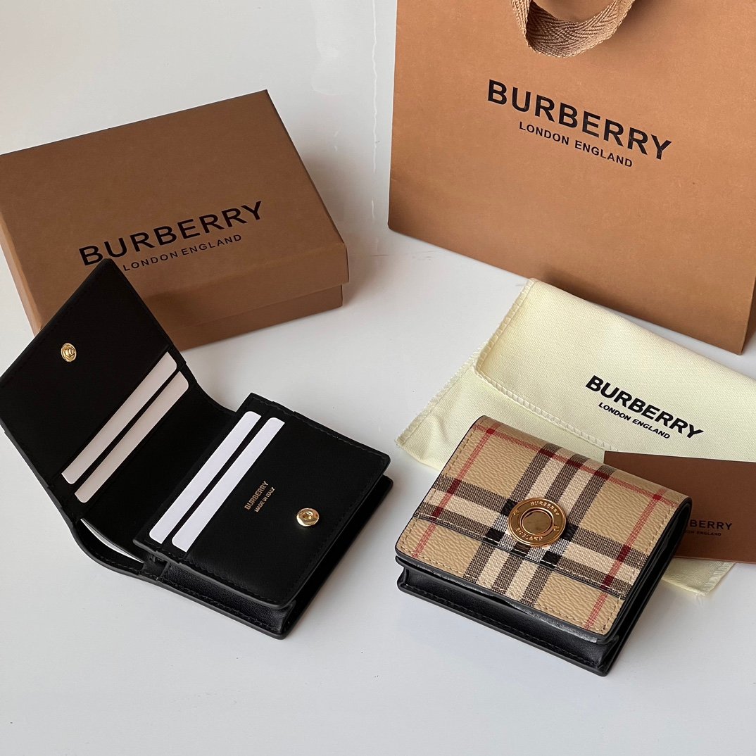 burberry巴寶莉頂級Vintage格紋環保帆布折疊式錢夾卡包