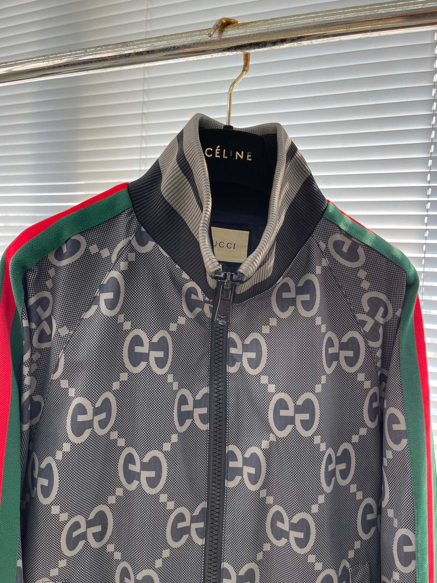 Gucci古驰原單新品灰藍色轻薄立领夹克男女同款