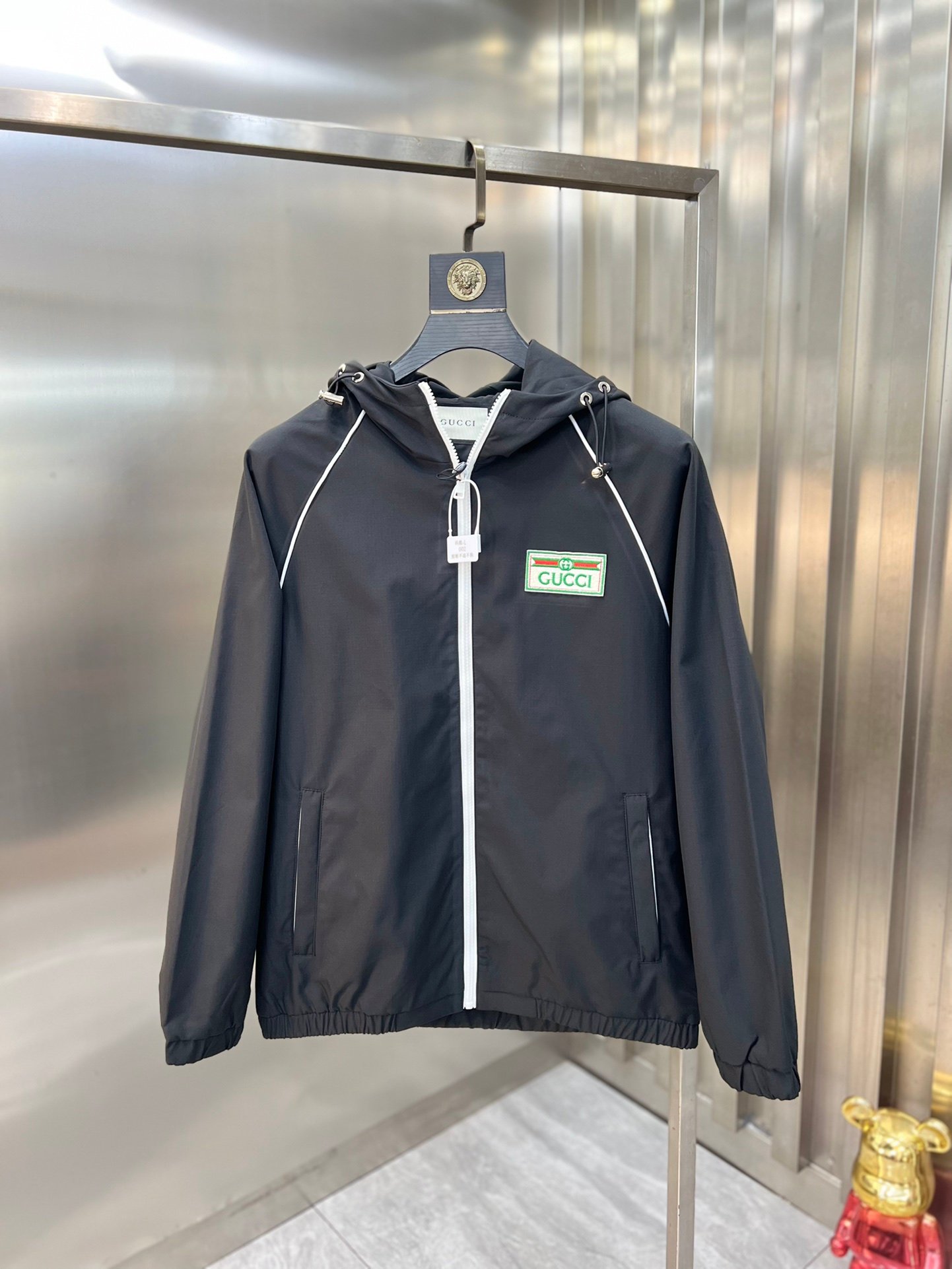 Gucci古驰頂級復刻秋冬新款黑色風衣連帽外套