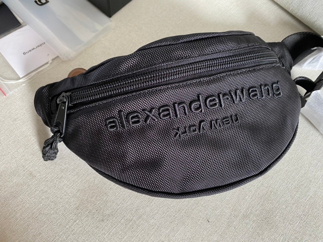 頂級亞歷山大·王Alexander Wang小號腰包刺繡logo單肩斜挎胸包男女款健身尼龍包包