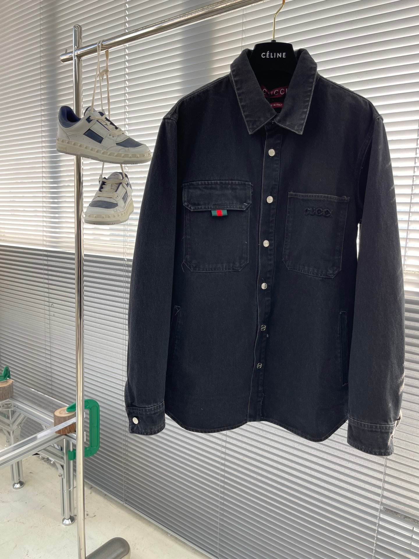 Gucci古驰原單秋冬24SS新款單寧水洗牛仔襯衫