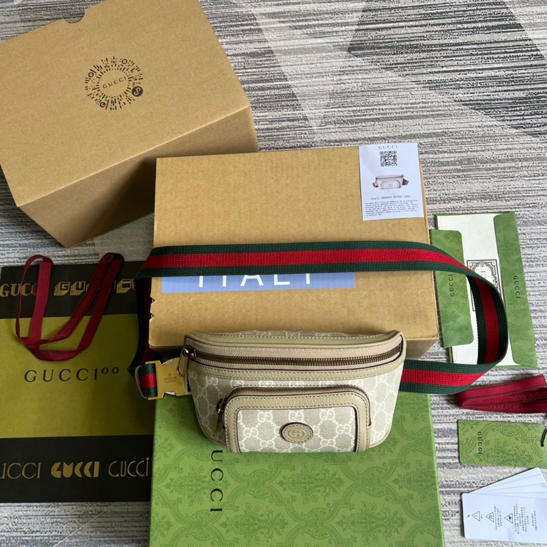 原單GUCCI古驰682933米膠布色腰包