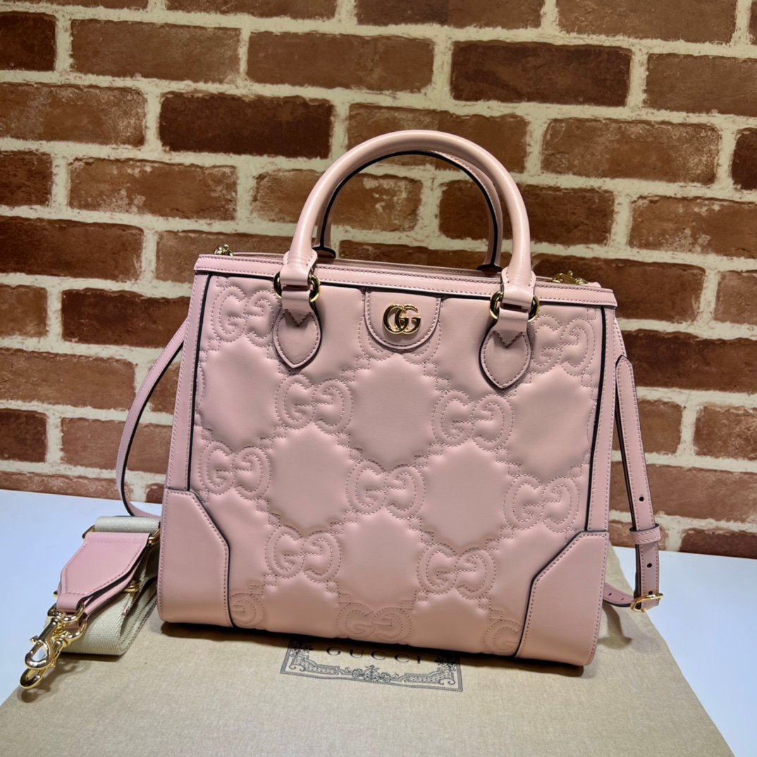 高品質GUCCI古驰雙728236淺粉色女款托特包挎包